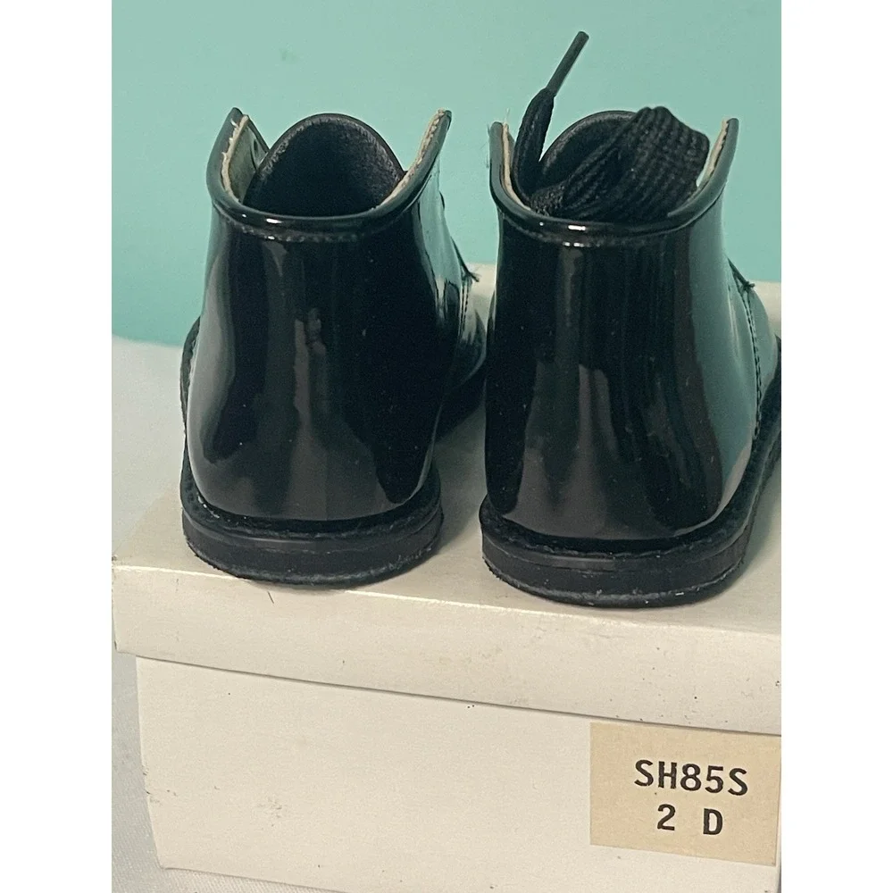 VTG Shoes By Lindemann Black Patent Leather‎ Size 2D Infant Girls New